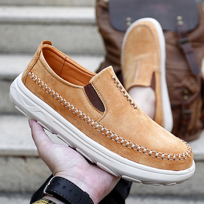 

Autumn Men Casual Shoes Genuine Leather Work Shoes Male Comfortable Sneakers Platform British Business Party Dress Shoes 38-47