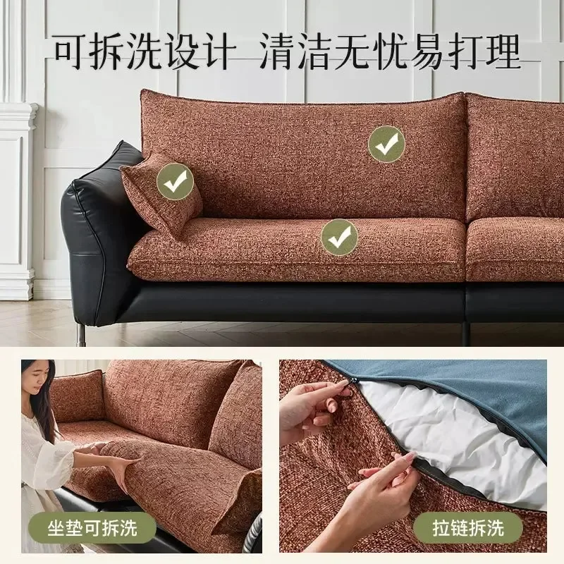 GZ-1  Second-hand style small apartment living room sofa new arrivalfrenchretro straight row leather and cloth dual-use sofa
