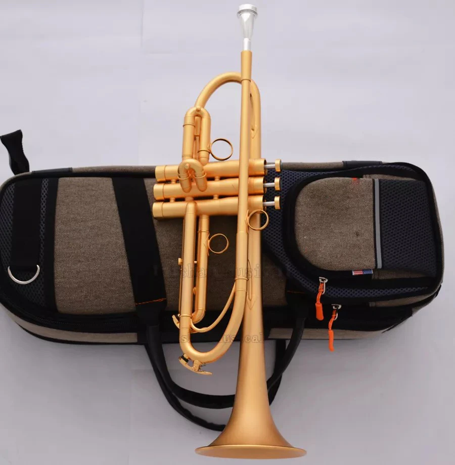 

Профессиональная сатиновая золотая труба Bb с монелевскими поршнями, модель 2026 года, на заказ. Кейс 14