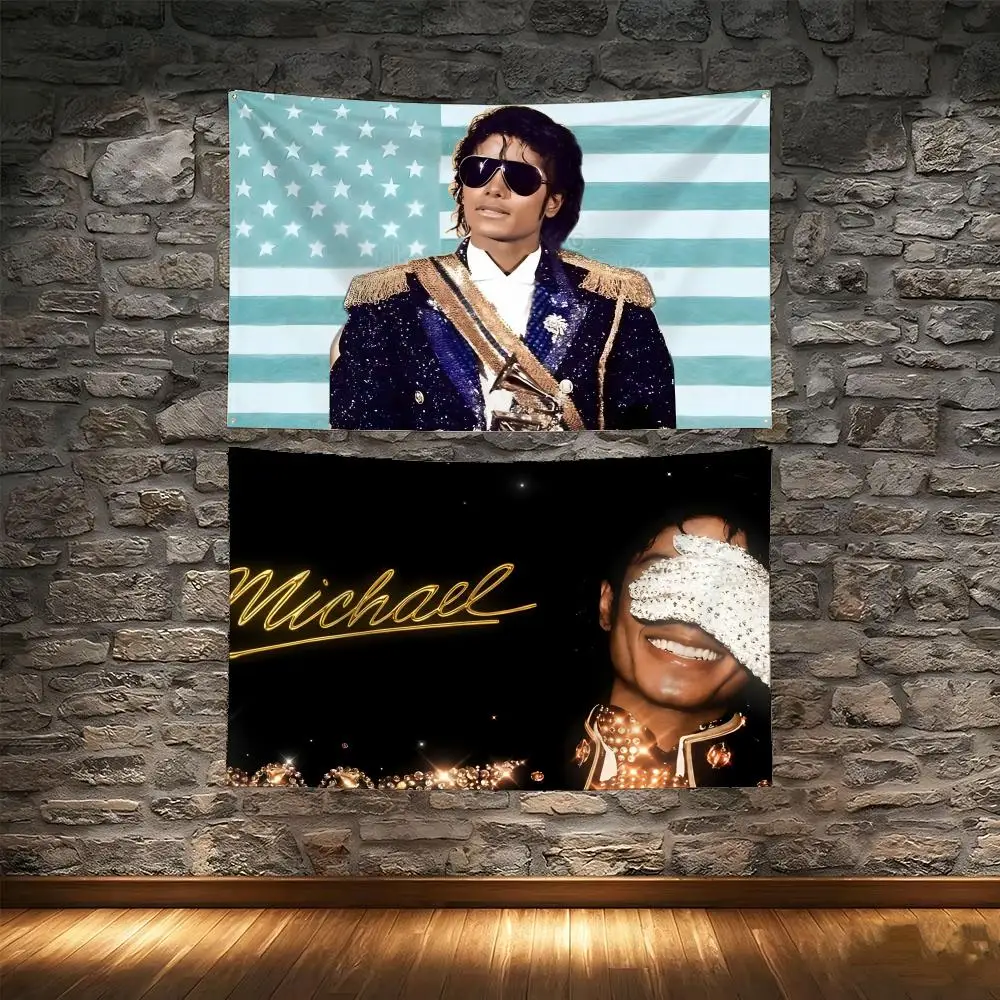 King Pop Singer M-Michael Jackson Flags Tapestry Creative Pattern Photo Living Room Wall Art Party Outdoor Decor