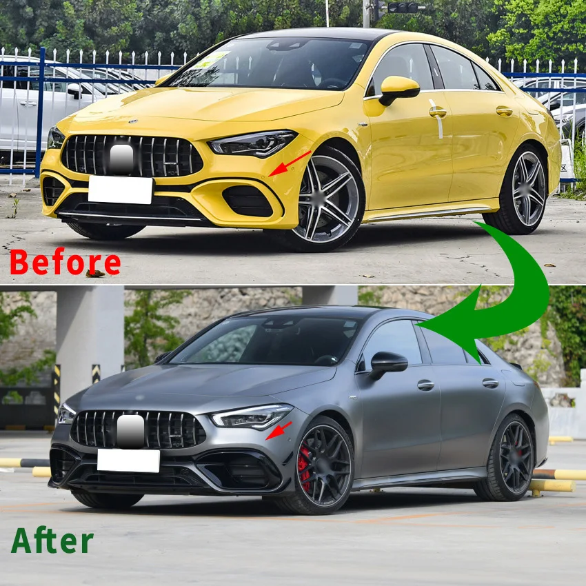 For Mercedes Benz CLA C118 CLA45 AMG 2019-2023+ Car Accessories ABS Car Front Bumper Surround Front Lip Wind Blade Modification