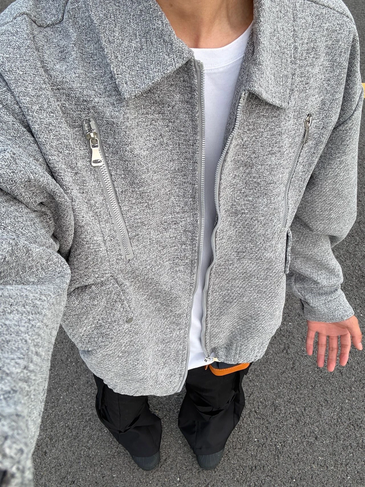 

ey Tweed ort Men's Workwear Jaet Zipper Design American Sle Upper Body High-End Feeling Harlington Jaet for Autumn