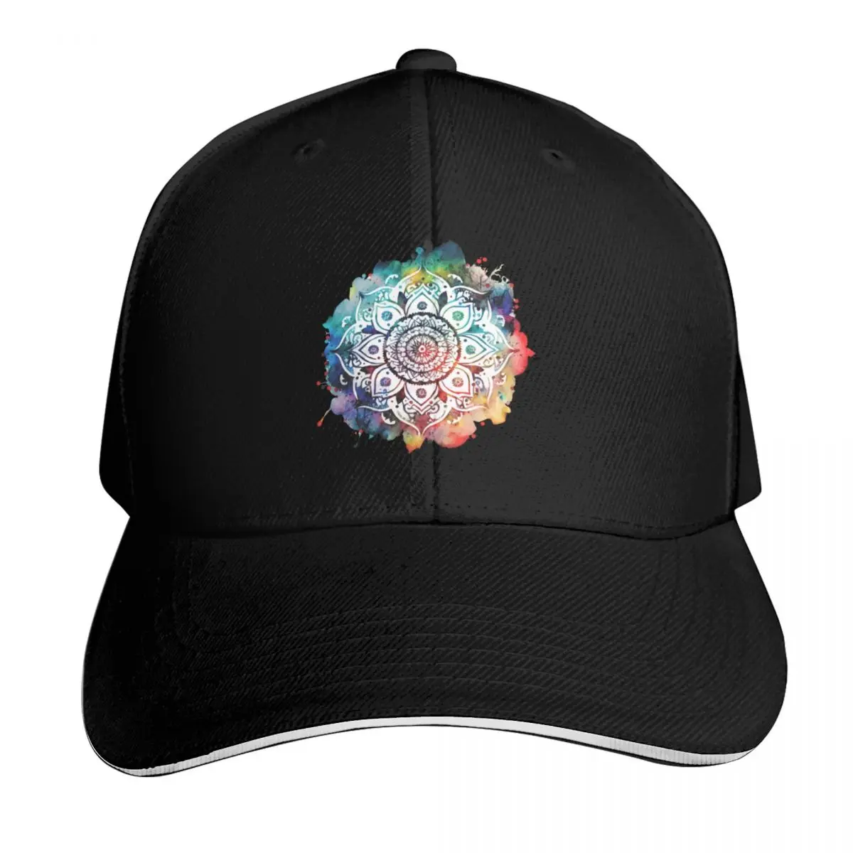 A Stencil Boho Mandala with Watercolor Background - Sacred Space Mandalas Collection Baseball Cap