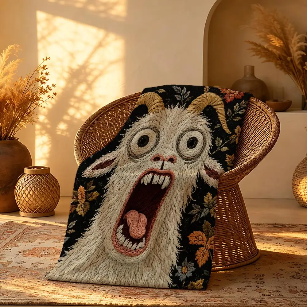 Funny Screaming Animal Art Throw Short Plush Throw Blanket Soft Skin-Friendly Multi-Scene Home Office