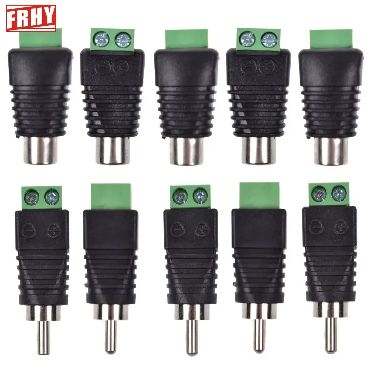 5 Pairs Phono RCA Male and Female Plug To AV Screw Terminal Audio/Video Connector Adapter (5 Male & 5 Female)