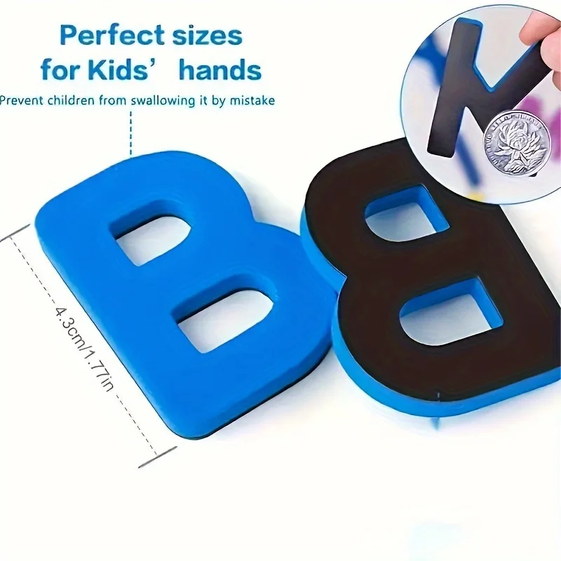 Rode en blauwe Engelse letter magnetische stickers nummer koelkast magnetische stickers alfabet spelling educatief kinderspeelgoed