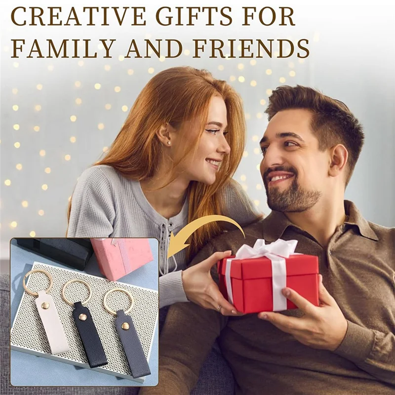 

A76X-100Pcs PU Leather Key Fob Kit, Leather Keychain Blanks With Gold Rivet And Metal Rings, Multicolor Key Chain Making Kit
