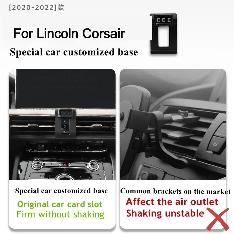 

2020-2022 For Lincoln Corsair Mobile Phone Holder Wireless Charger Car Mount Navigation Bracket GPS Support 360