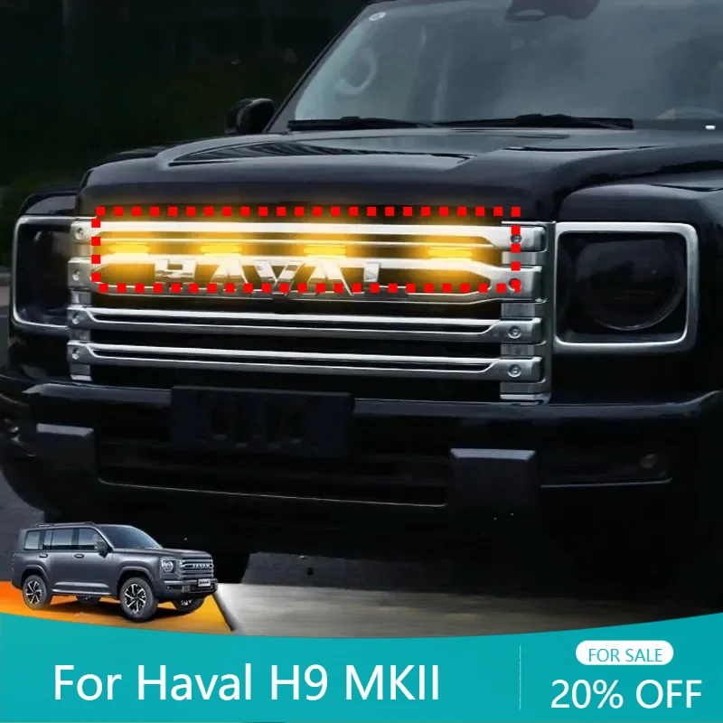 

Front Bumper Daytime Running Light Tricolor Driving Light Front Face Decoration Accessories For Haval H9 MKII 2024 2025
