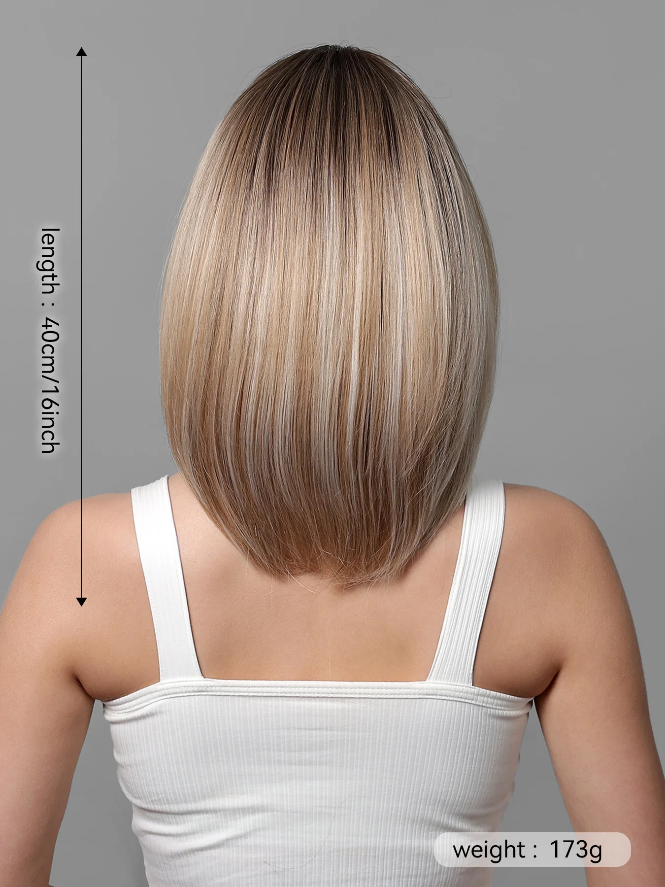 Perruque Bob Synthétique Courte Droite avec Frange pour Femme, Marron, Blonde Ombre, Cosplay Party, Cheveux 03 Naturels, Degré de Chaleur