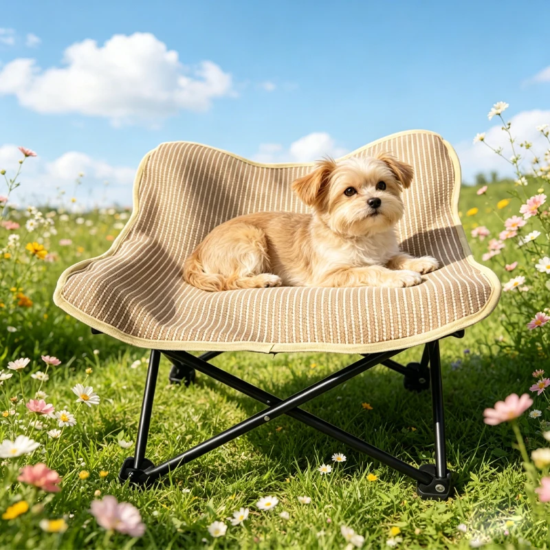 

50x50cm Cooling Elevated Cat Bed Lounge Chair Breathable Sisal Pet Bed with Sturdy Metal Frame Suitable for Cats & Small Dogs