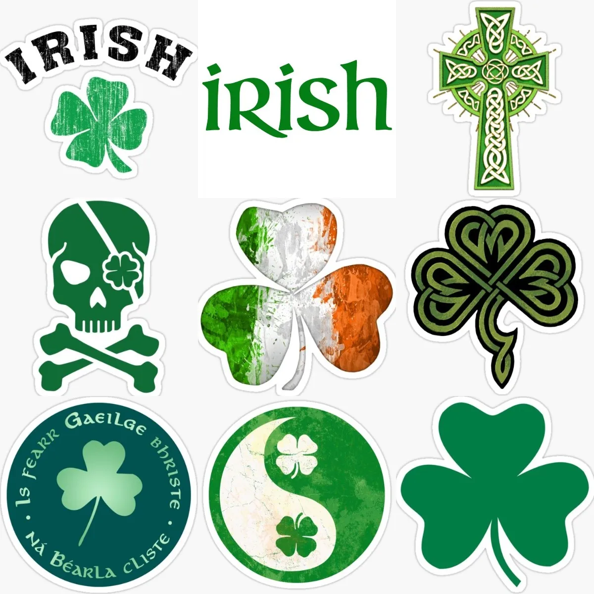 

Ireland Flag Luck Clover Creative Sticker for Covered Scratch Decorate Car Window Glass Motorcycle Laptop Camper Van Helmet Wall