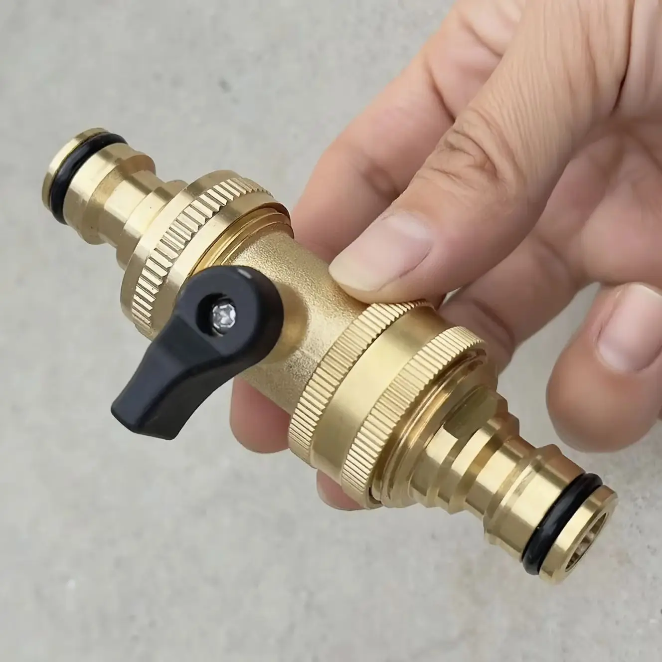 3/4" Messing-Kugelhahn-Schnellkupplung – bidirektionaler Durchfluss mit EU-Gewinde für Autowäsche und Gartenschläuche, auslaufsicher mit Gummidichtungen