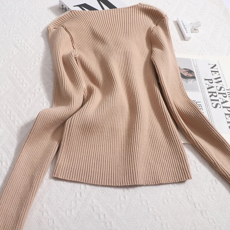 Gagaok Sweet Bow V-neck Knitted Sweater Women Autumn Winter Clothes Pullover Top French Style Slim Fit Bottom Pull Femme