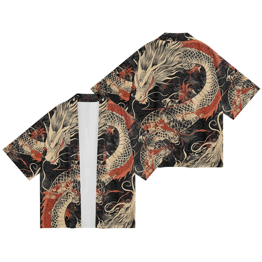 Kimono Japanese Traditional Kimono Casual Fashion Kimono Dragon Pattern Breathable Casual Comfortable Unisex Fashion Casual