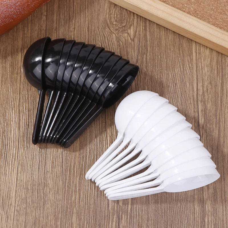 10Pcs Black White Measuring Teaspoon Scoop Plastic 7g 15ml Measuring Spoons Milk Powder Spoon Coffee Beans Container Scoops