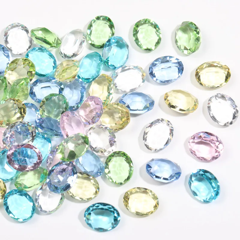 8x10mm Unfoiled Oval Rhinestones Glitter Glass Rhinestone Pointback Nail Stones Crystal Strass Transparent Beads Charms