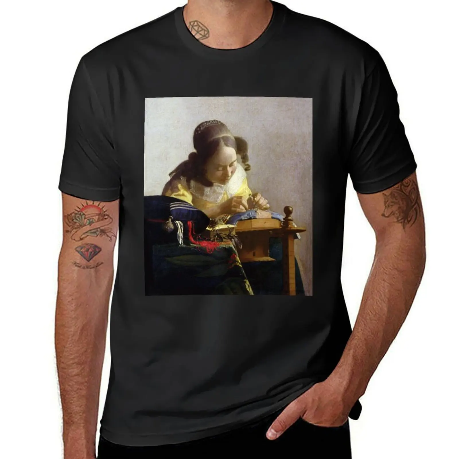 Johannes Vermeer - The Lacemaker (De kantwerkster) (1670) T-Shirt sweat sublime korean fashion mens clothes