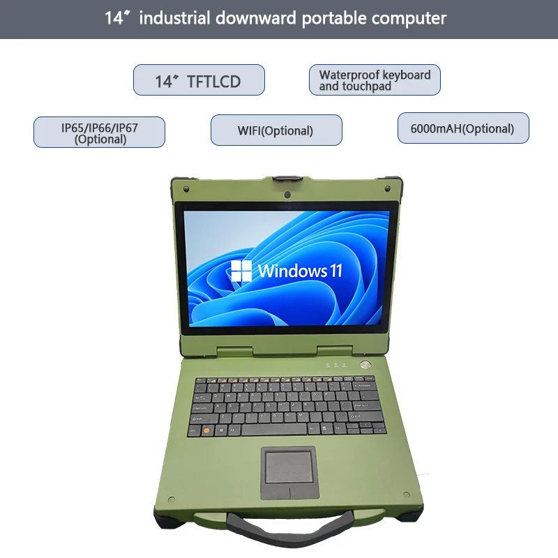 14 Inch Upward Portable Industrial Computer Support I3/I5/I7 CPU Rugged Laptop Integrated Intel UHD Graphics