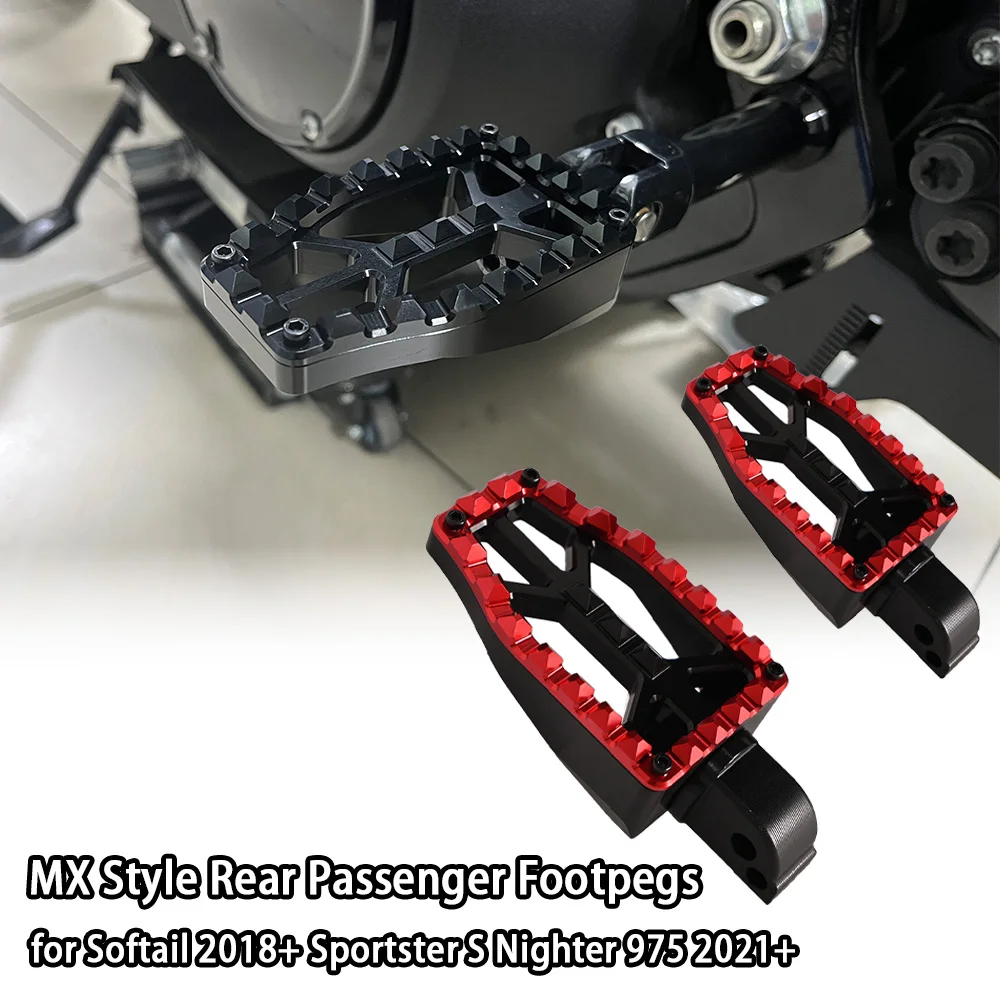 

Motorcycle Accessories MX Style Rear Passenger Footpegs for Harley Softail 2018 up and Sportster S Nighter 975 2021 up