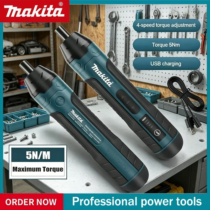 new-makita-cordless-electric-screwdriver-2pcs-20pcs-105pcs-36v-5nm-torque-1-4-chuck-1300mah-li-ion-battery