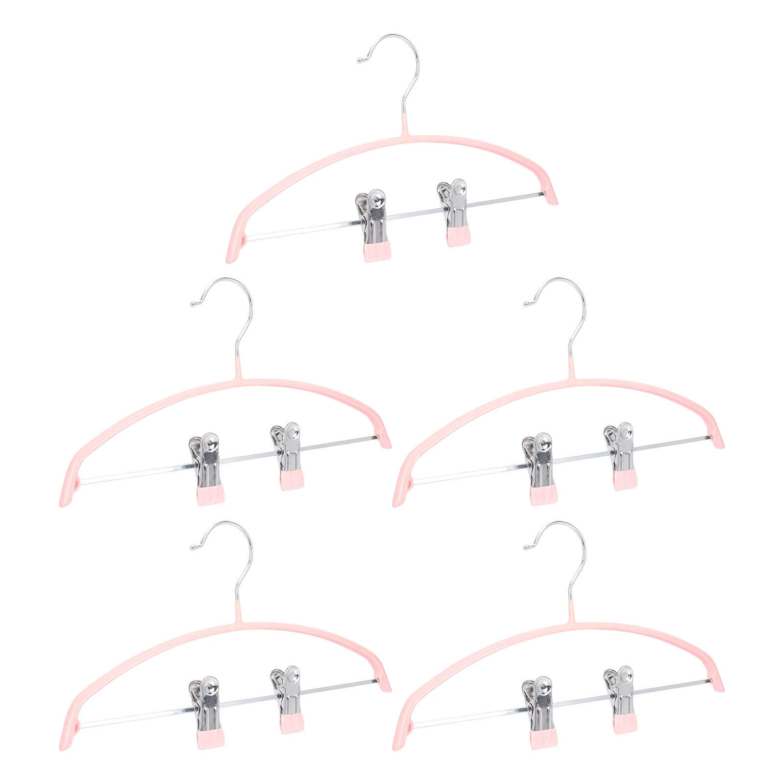 

5 Pcs Pink Semi circle Children Hangers Baby Clothes PVC Dipped Anti skid Clip Garment Hanger for Wet Dry Pants Skirt Sturdy