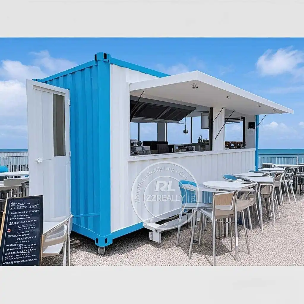 20FT Modern Outdoor  Mobile Container Coffee Shop Luxury Restaurant Kiosk Container Bar With Kitchen For Sale