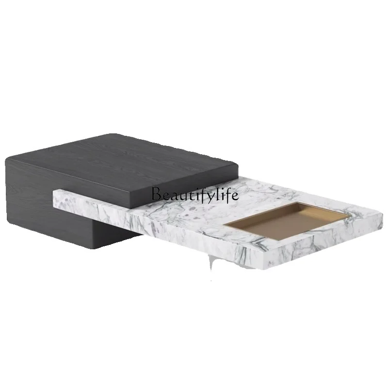 

Marble telescopic coffee table Italian minimalist light luxury living room household rectangular coffee table