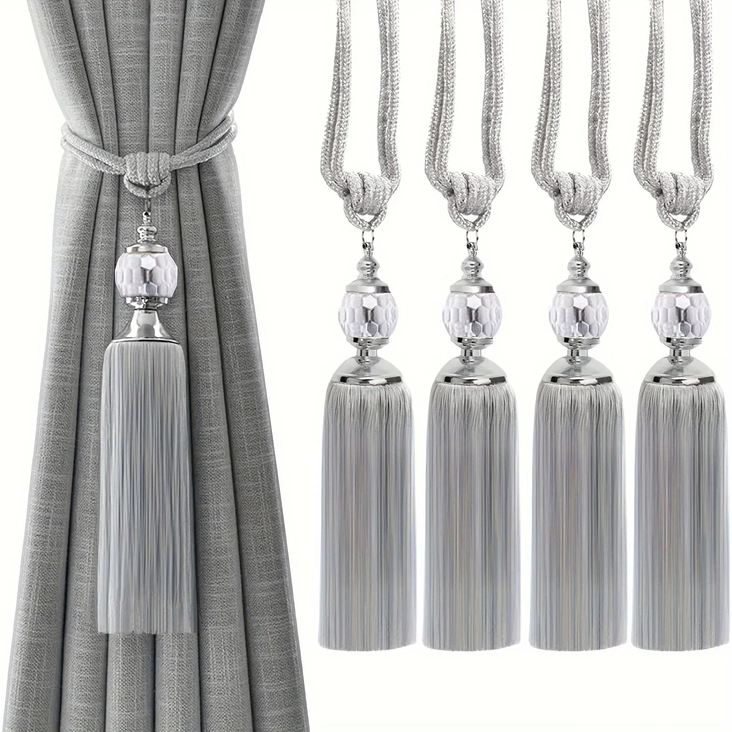 yes2pcs sangles de rideau à la mode, sangles de rideau, sangles à pompons, boucles de rideau à billes de perles de cristal, décoration de la maison