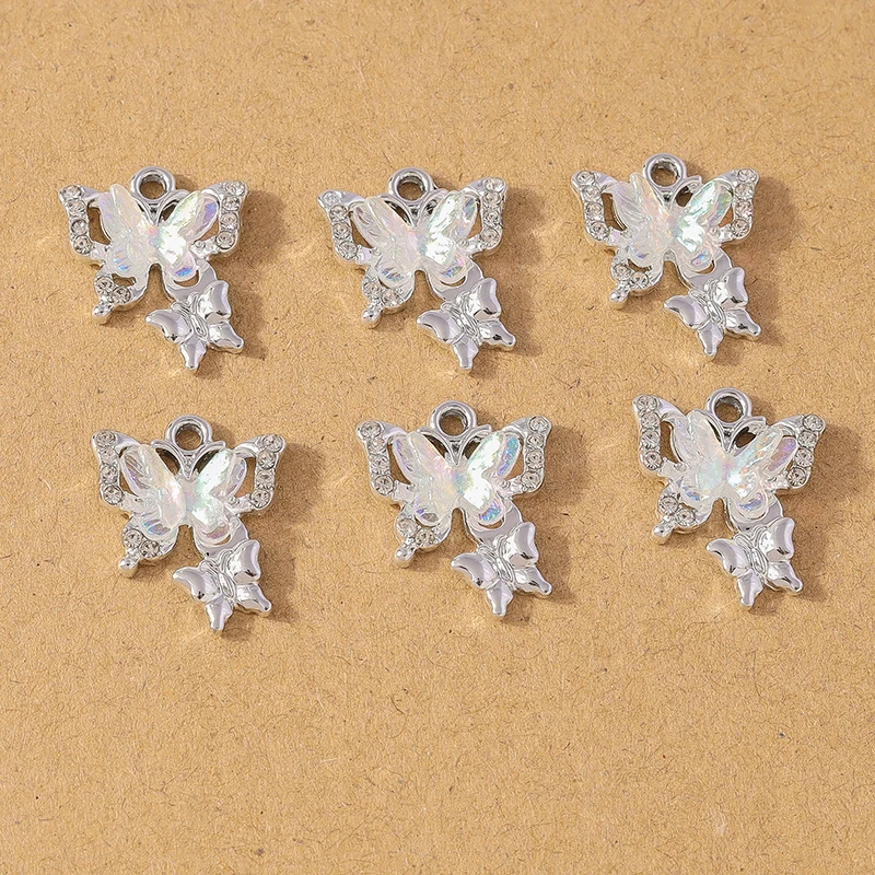 10 sztuk dżetów kryształowe wisiorki w kształcie motyla Charms do biżuterii naszyjnik DIY kolczyki akcesoria do bransoletki