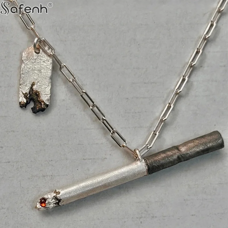 1PCS Punk Personalized Charm Pendant Necklace For Men Women Lonely Lgnited Cigarettes Necklace Hip Hop Jewelry Accessories Gifts