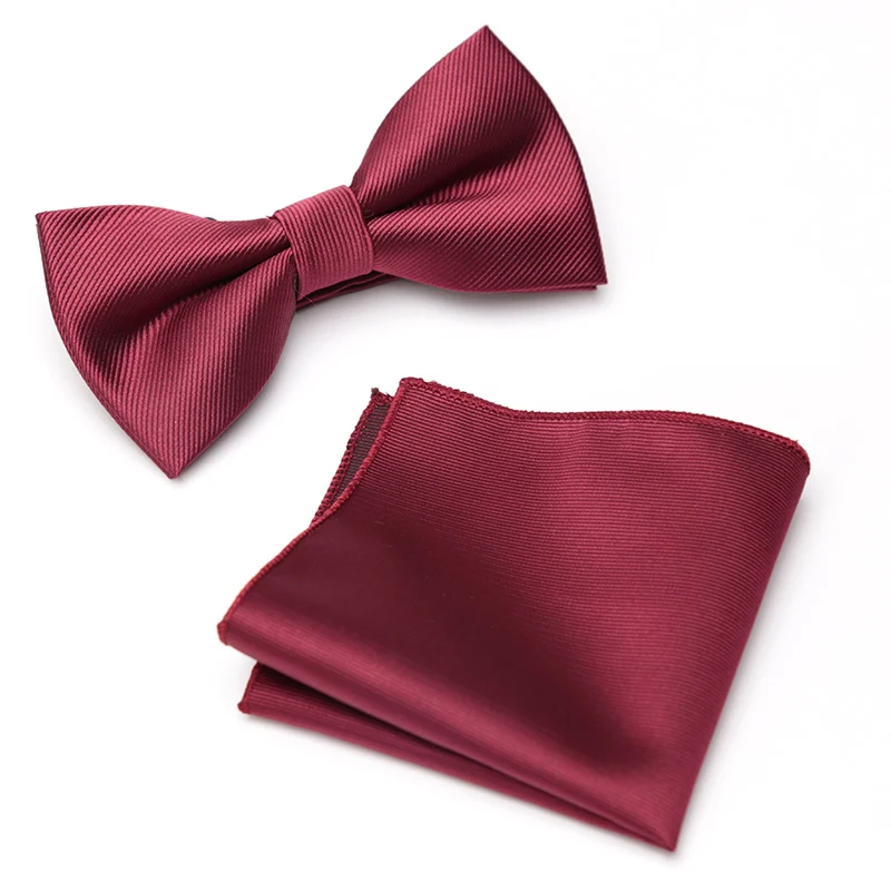 

Bowtie Set 2pcs Solid Color Bow Tie for Men Pocket Square Shirts Gift Neck Butterfly Suit for Business Wedding Accessories Ties