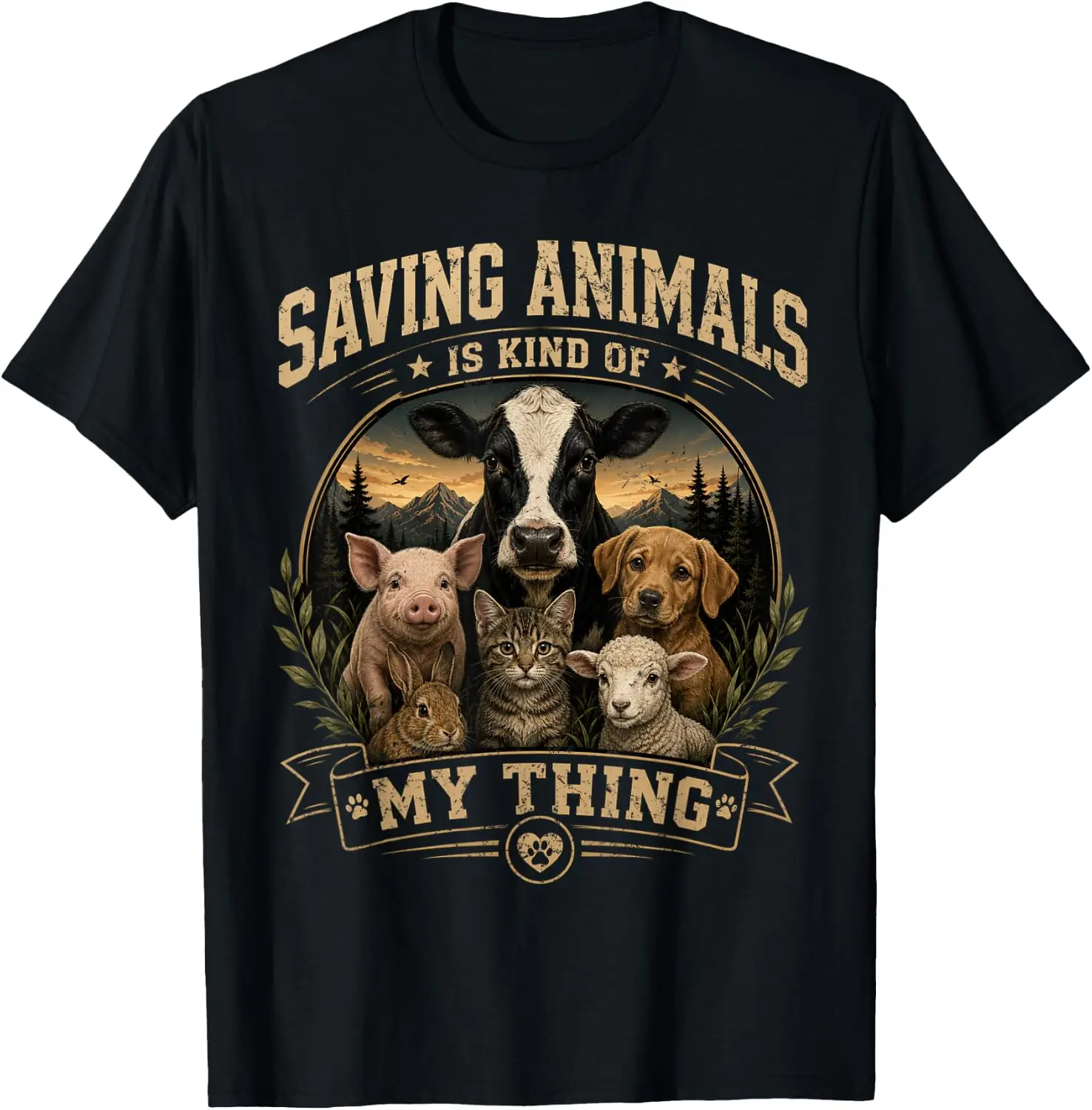 Saving Animals Is Kind Of My Thing - Wholesome Animal Lover T-Shirt 100% Cotton Trendy Y2K Short-Sleeve Tee – Soft, Quick-Drying, All Occasion Casual  Suitable For Concert Party Hanging Out Sightseeing Trip