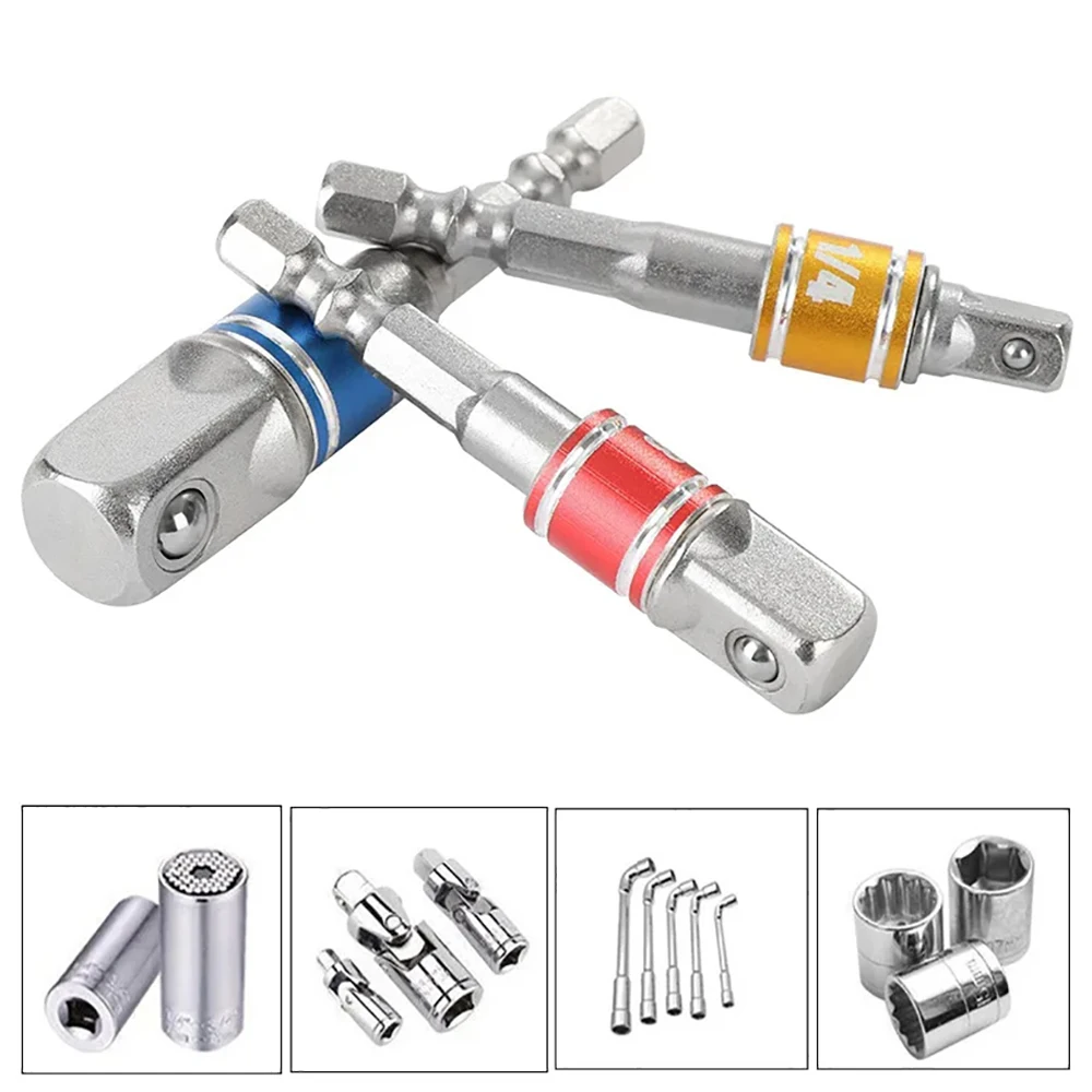 3PC Color Hexagon Screw Screwdriver Changeover Extension Square Head Socket Tool Set for Electric Screwdriver