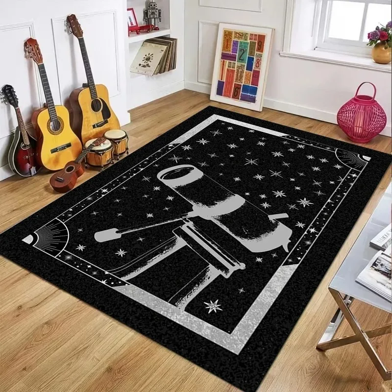 Celestial Sun Star Cloud Telescope Print Area Rug, Soft Floor Mat for Living Room Bedroom Study Gaming Room Decor