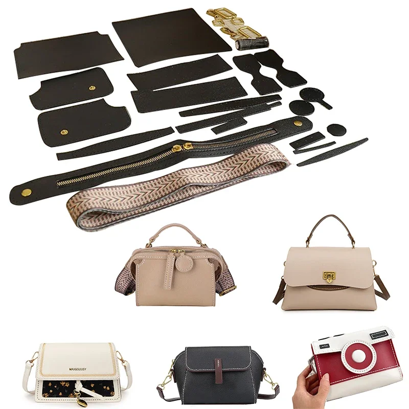 Hand Making Square Bag Set Hand Stitching Bag PU Leather Diy Handmade Kit Sewing Material Sewing Craft Kits for Bag Accessories