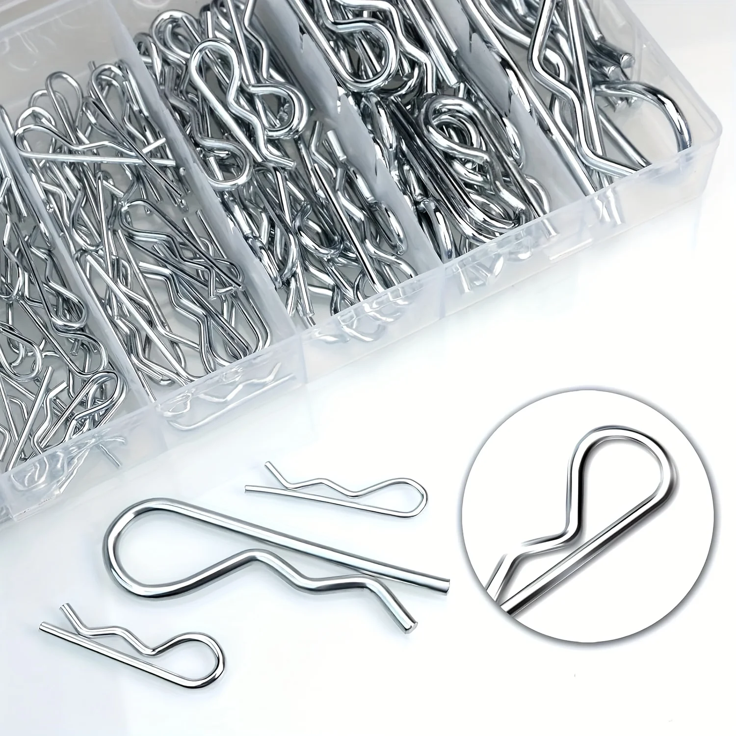 150Pcs Cotter Pin Assortment Kit, R Shape Hitch Pin Clip, Heavy Duty Zinc Plated Alloy Steel, Reusable Cotter Pins Set for Tract