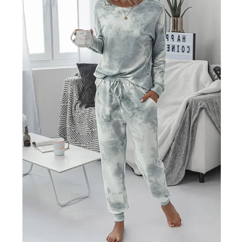 Set da donna Set casual primavera autunno Set da donna 2 pezzi Pantaloni a maniche lunghe moda Abbigliamento per la casa all'aperto Completo sportivo da donna