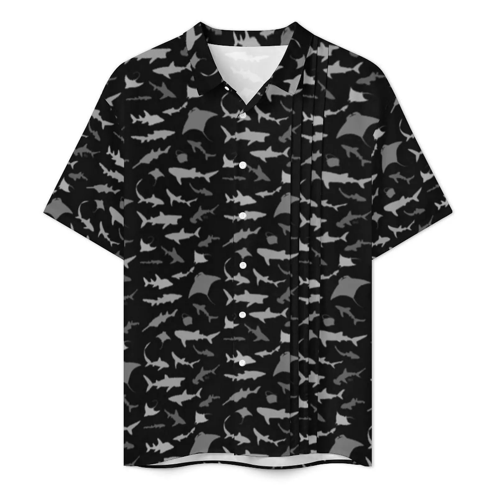 Sharks And Rays Casual Shirt Marine Life Novelty Hawaiian Shirts Man Short-Sleeve Beach Stylish Custom DIY Oversized Blouses