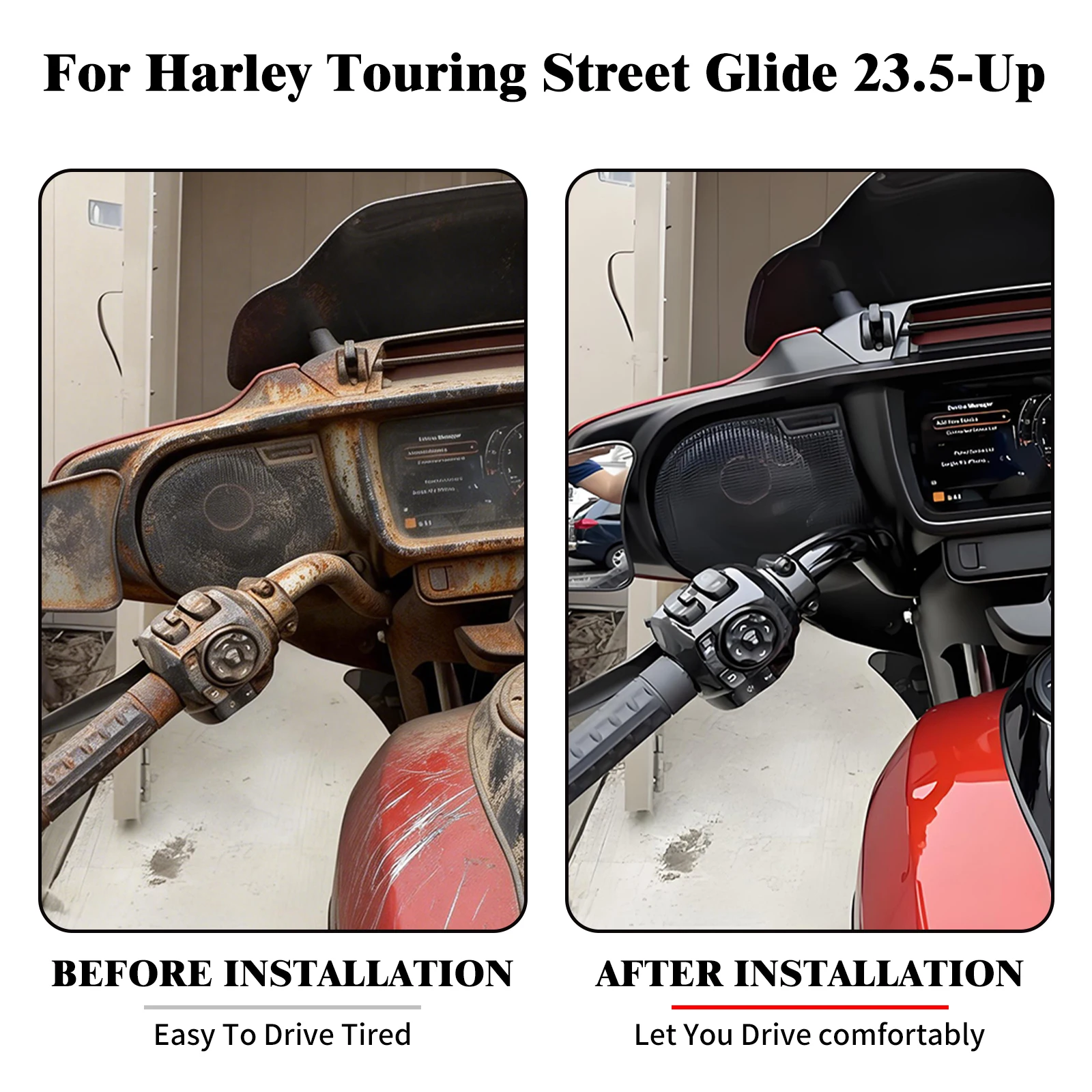 

Motorcycle Speaker Grille Cover 6.5 Inch Mesh Protective Panel For Harley Street Glide Ultra 2024-Up FLHXSE 2023-Up Horns Grill