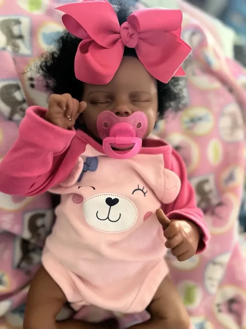 

Risbecko 17-дюймовая реалистичная черная кукла реборн-кукла афро-американская мягкая тканевая кукла-подарок на день рождения/Рождественский подарок