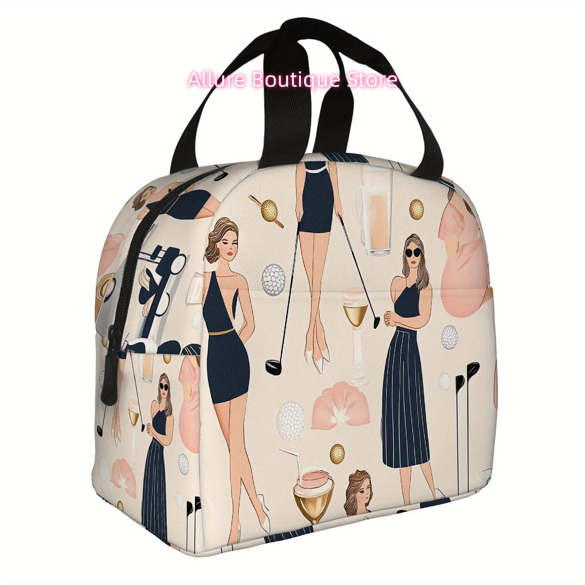 1pc, Golf-themed Fashion Illustration Printed Thermal Bag, Insulation Bag, Insulated Bag. Not for Food Contact. Suitable for Hom