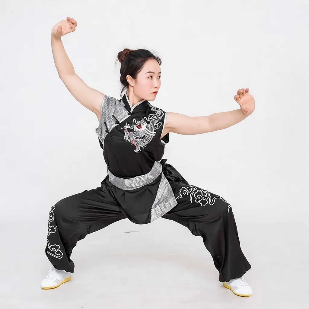 Custom Martial Arts Uniform Kung Fu Suit with Dragon Embroidery Southern Fist Long Fist Reinforced for Kung Fu Forms Competition