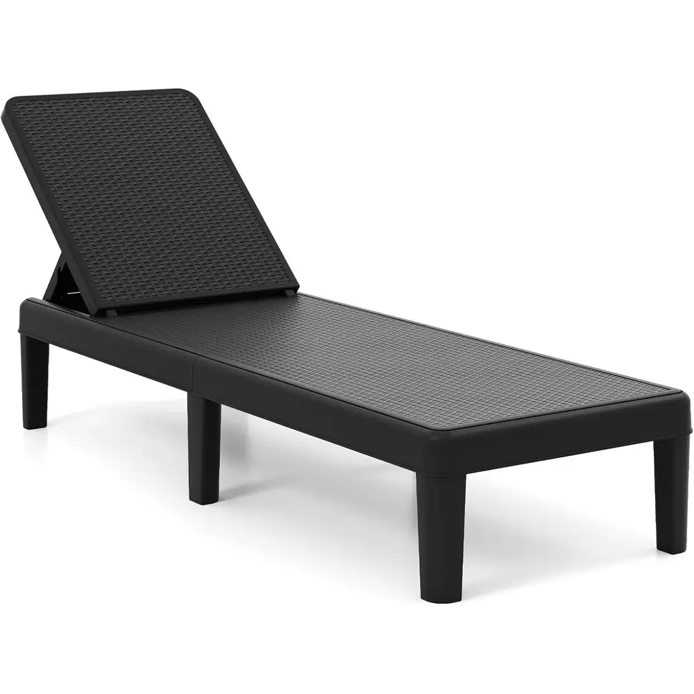 

4-Position Reclining Rattan-Textured PP Chair, Waterproof, 330 lbs Capacity, Easy Assembly for Pool, Garden, Deck, Beach in Blac