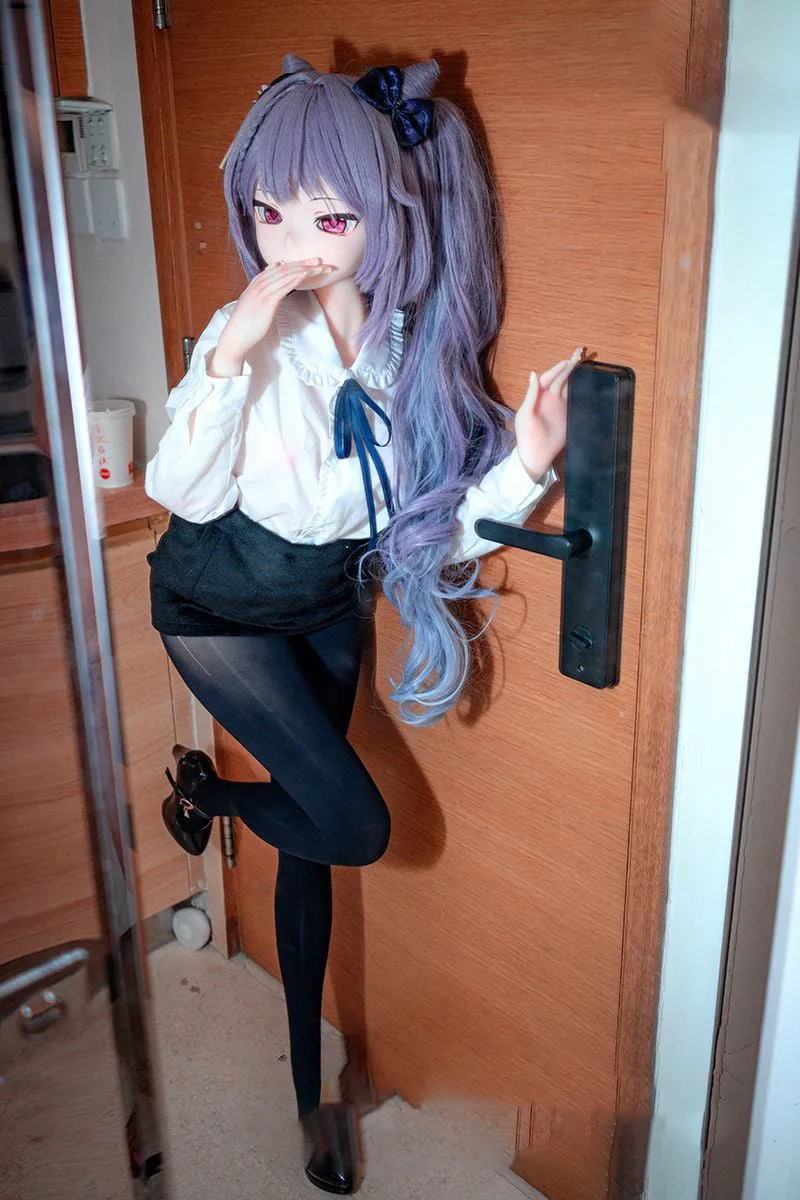 نيني أنيمي -120 سنتيمتر الأرجواني الشعر الطويل BJD دمية/انفصال رئيس/فستان دمية/أنيمي ياباني يده تحصيل سلسلة