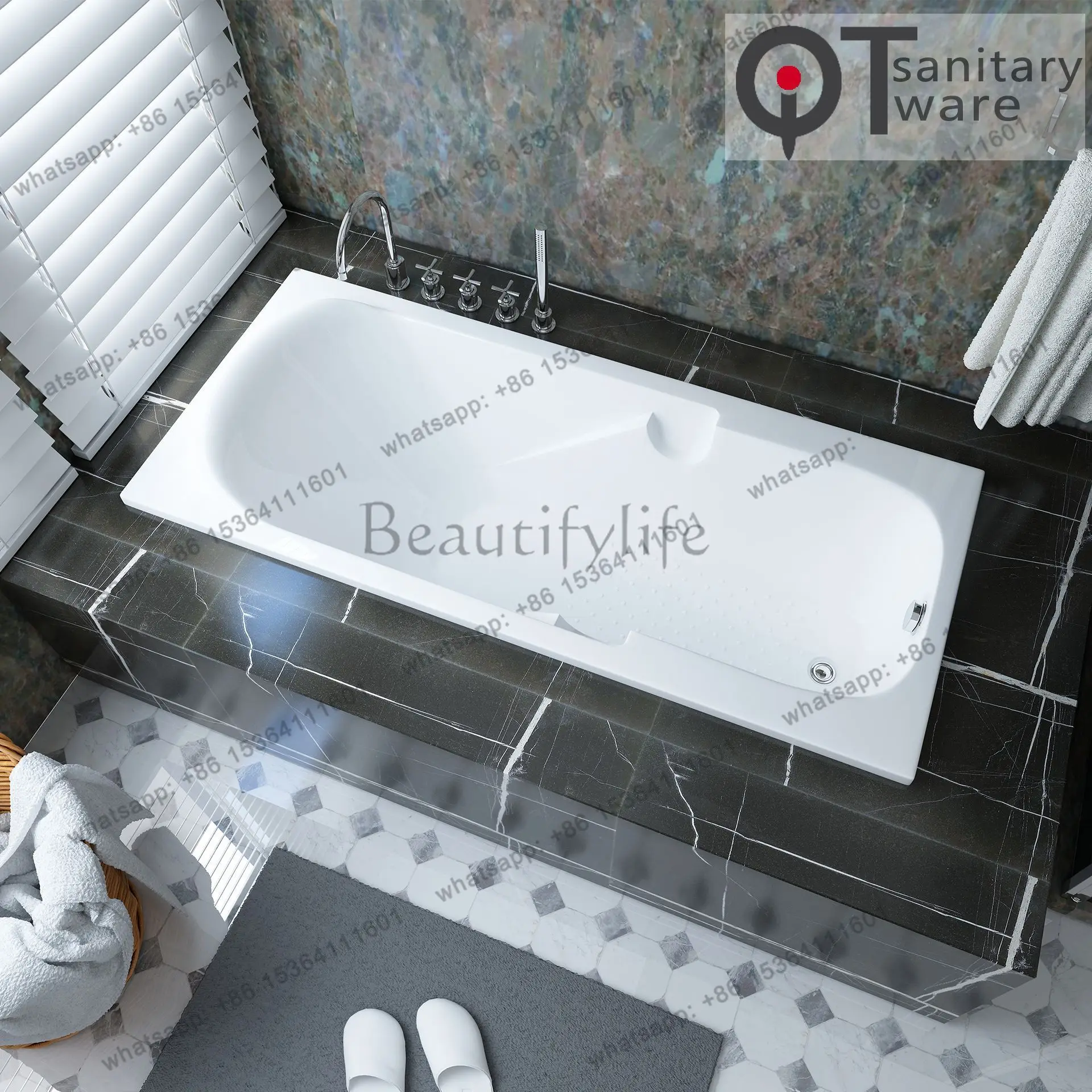comfortable hotel engineering embedded bathtub QT-1772A