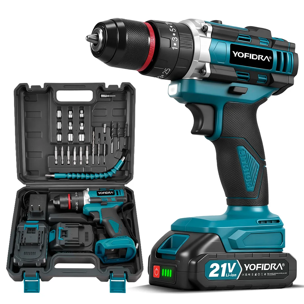 YOFIDRA 3-in-1 25+3 Nm Elektrische Slagboormachine Draadloze Handboormachine Houtbewerking Elektrisch Gereedschap Voor Makita Accu - afbeelding 2