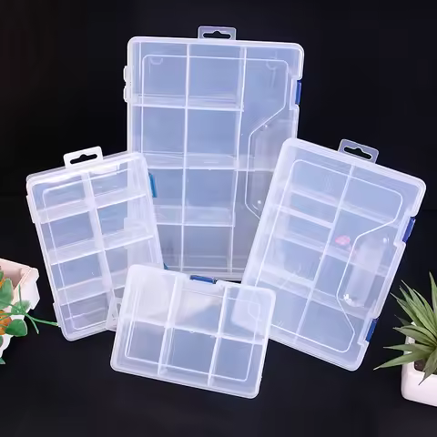 Multi-grid transparent removable hardware components, parts, screws, tools, sundries classification and induction plastic sortin