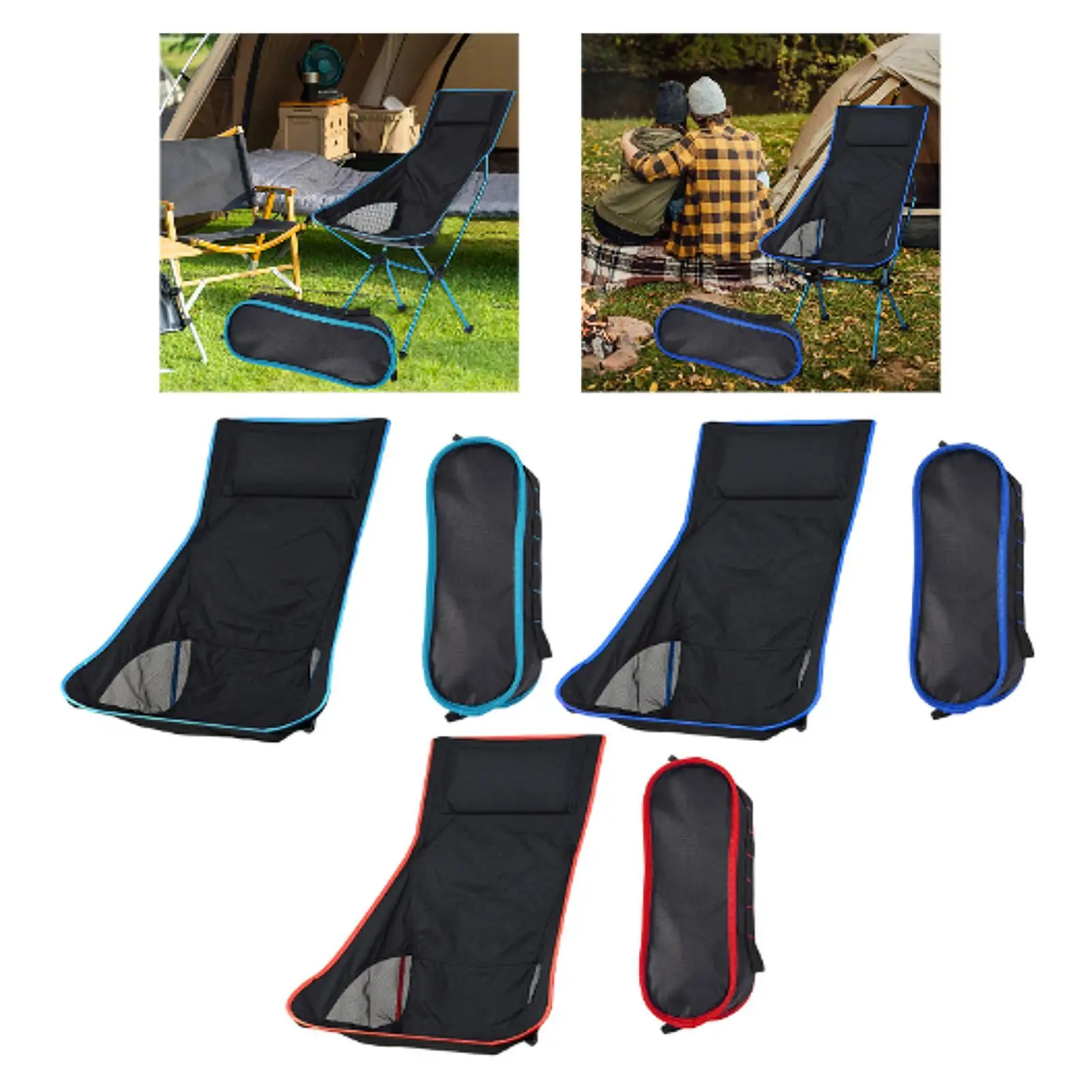 Folding Camping Chair Replacement ,High Back Head Rest Beach Lawn Chair Cloth for Backpacking,Porch,Mountaineering