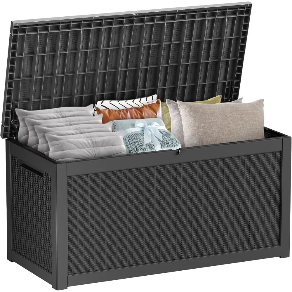 320 галлонов уличный ящик для хранения, водонепроницаемый запираемый ящик из смолы, большой ящик для террасы, ящик для хранения патио для аксессуаров для бассейна, подушка для мебели